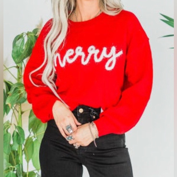 SALE🎅“Merry” Fuzzy Sweater - Picture 1 of 1